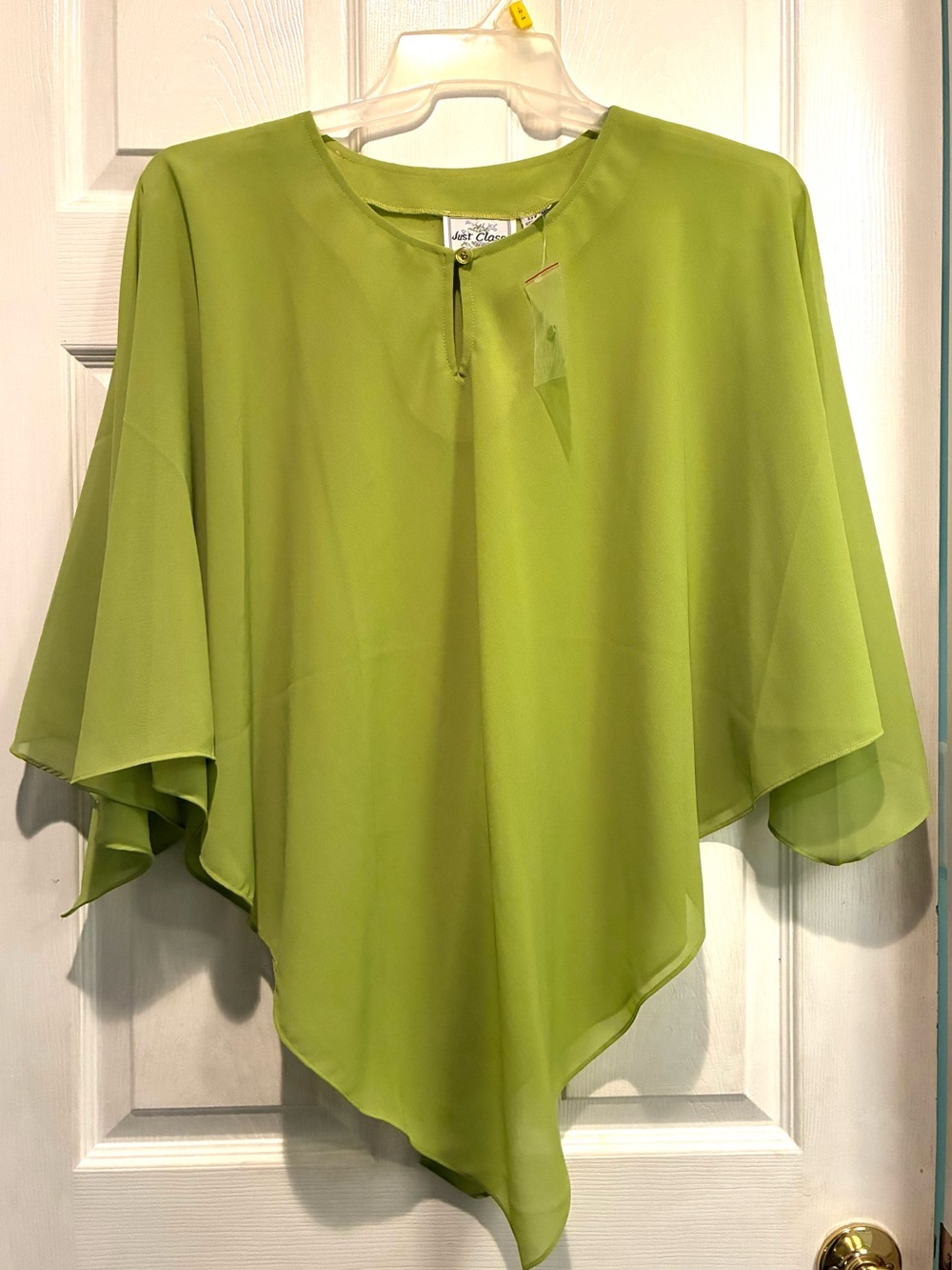 Lime Green Draped Chiffon Women's Cape Poncho